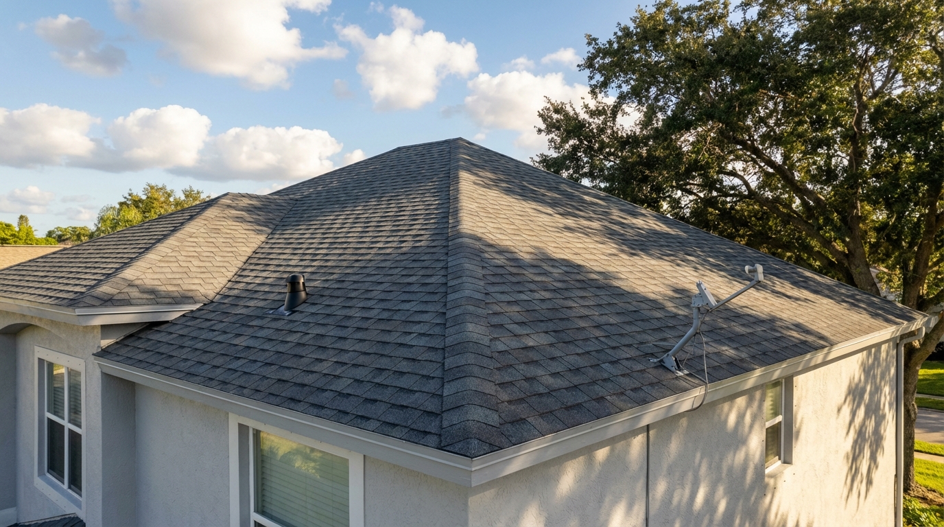 Shingle roof after replacement