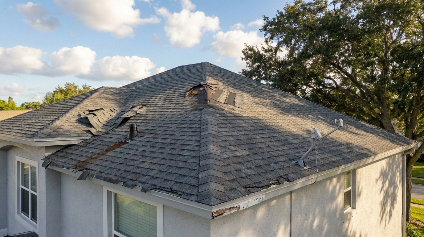 Shingle roof before replacement
